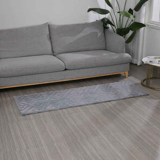 Superweicher Mikroplusch Teppich-Sofaschutz mit Wellenmuster, 1200 GSM, 60 x 180 cm, dunkelgrau