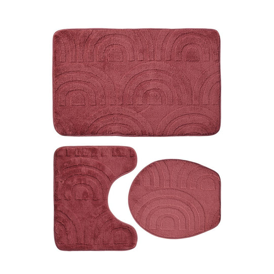3-teiliges Badematten-Set - Weiche und Saugfähige Badezimmerteppiche, bestehend aus 50x80cm Rechteck, 50x40cm U-Form für den Toilettensockel, 43x38cm Toilettendeckel-Bezug, creme