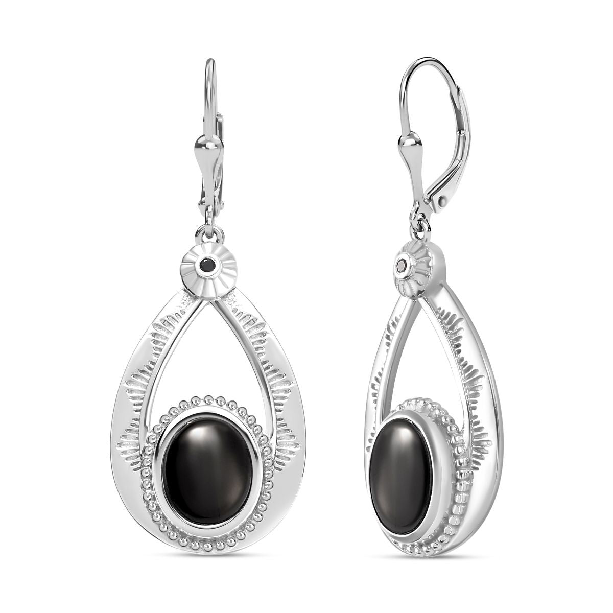 Elite Shungit, Schwarzer Spinell Ohrringe 925 Silber rhodiniert ca. 3.38 ct