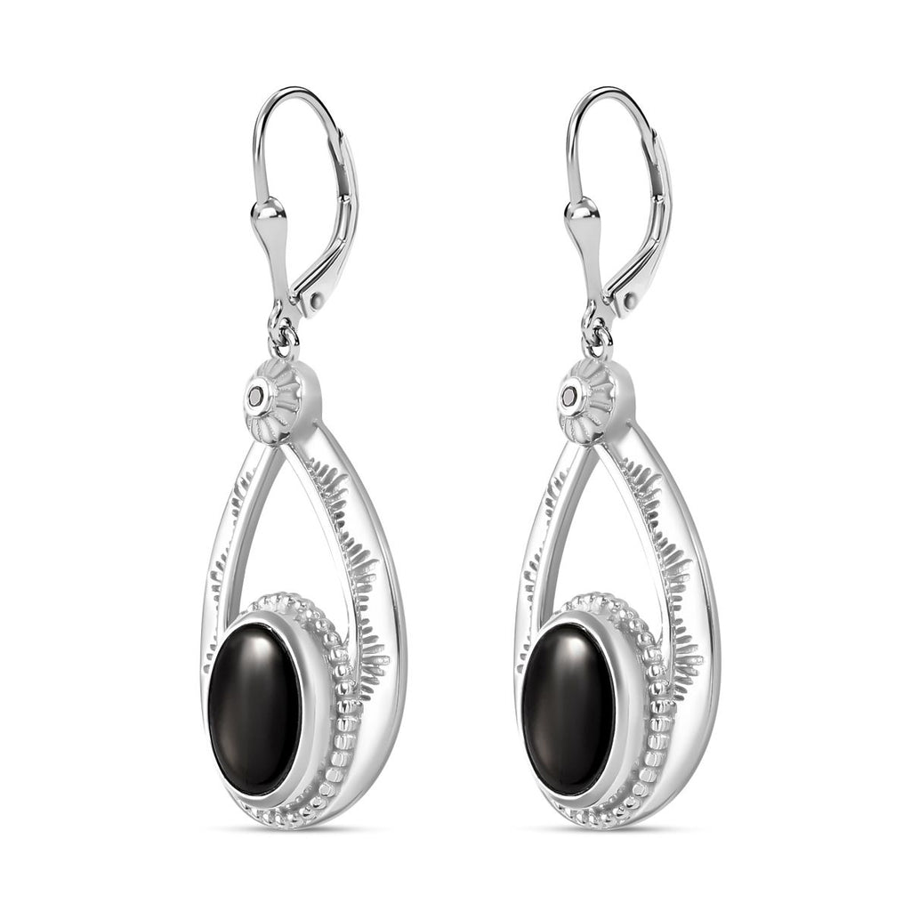 Elite Shungit, Schwarzer Spinell Ohrringe 925 Silber rhodiniert ca. 3.38 ct