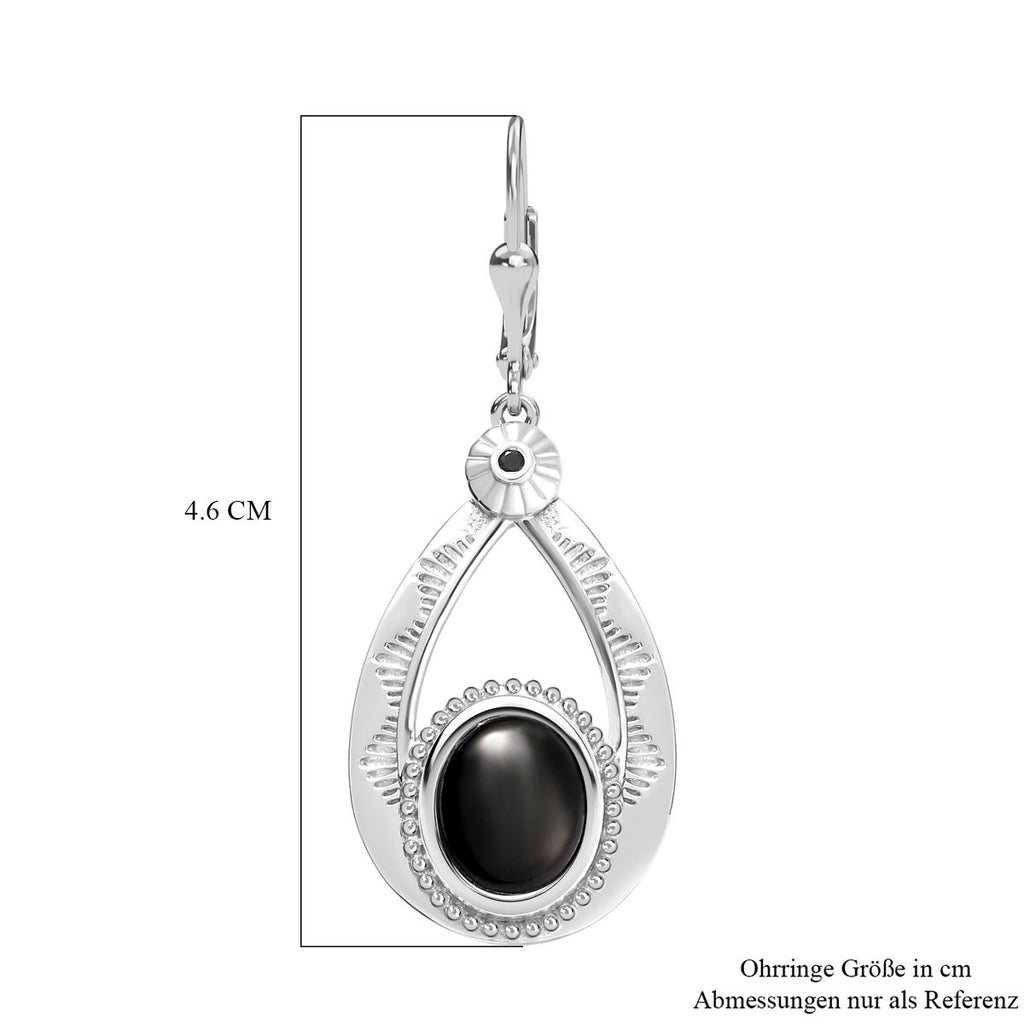 Elite Shungit, Schwarzer Spinell Ohrringe 925 Silber rhodiniert ca. 3.38 ct