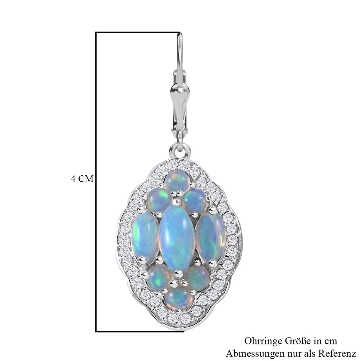 AA Natürlicher, äthiopischer Welo Opal Ohrringe 925 Silber platiniert ca. 6.37 ct
