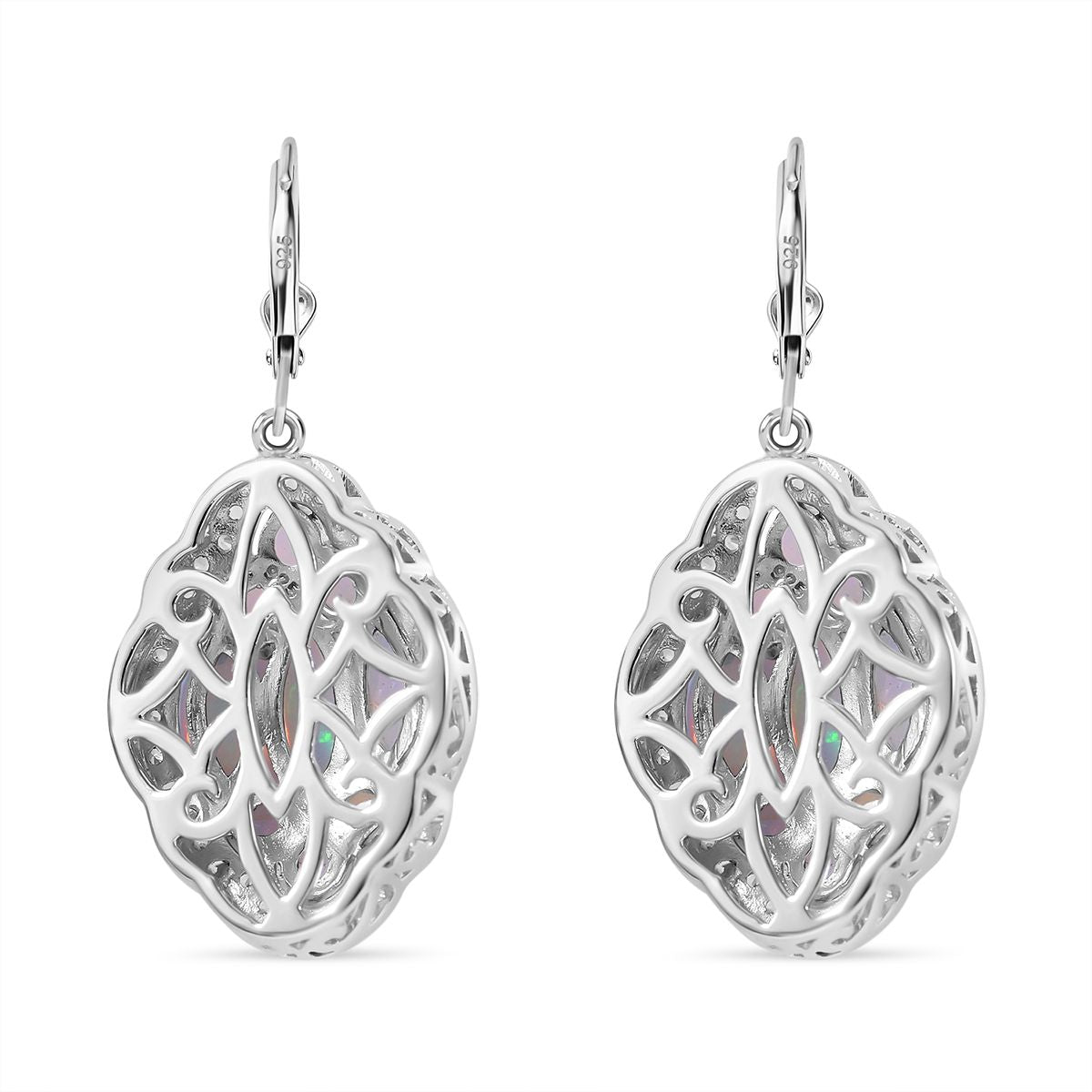 AA Natürlicher, äthiopischer Welo Opal Ohrringe 925 Silber platiniert ca. 6.37 ct