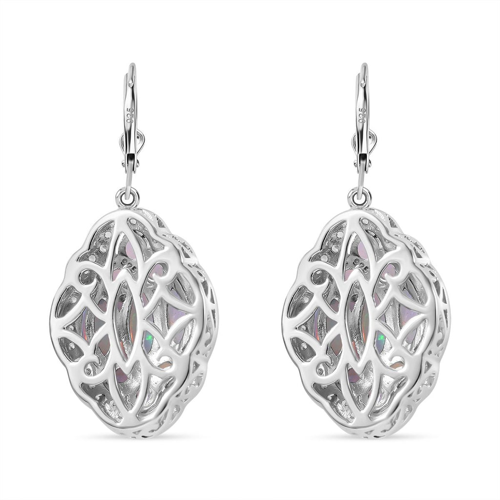 AA Natürlicher, äthiopischer Welo Opal Ohrringe 925 Silber platiniert ca. 6.37 ct