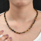 Tigerauge, Schwarzer Spinell Halskette ca. 50 cm 925 Silber rhodiniert ca. 88.00 ct