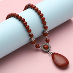 Rote Jaspis-Halskette, ca. 45 cm, silberfarben ca. 167,50 ct
