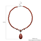 Rote Jaspis-Halskette, ca. 45 cm, silberfarben ca. 167,50 ct