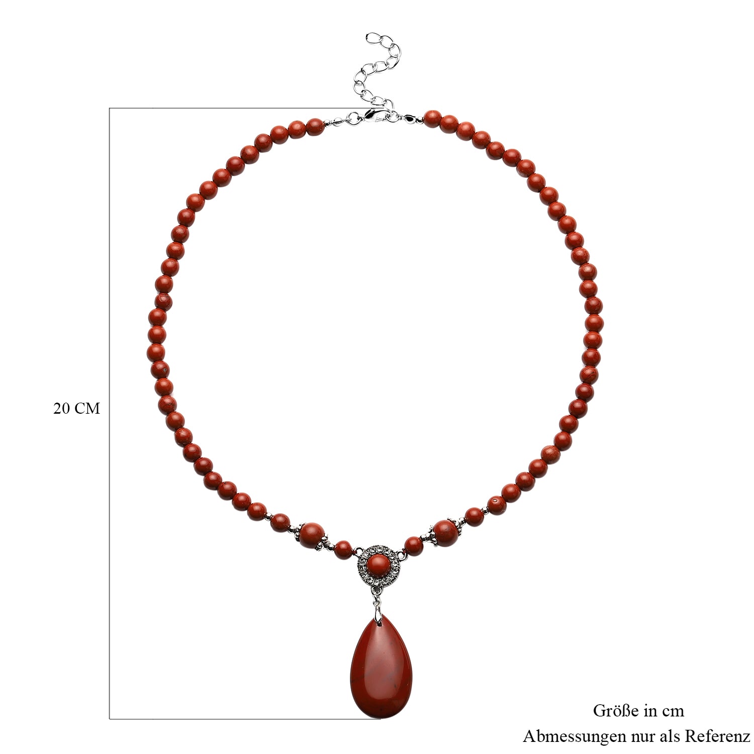 Rote Jaspis-Halskette, ca. 45 cm, silberfarben ca. 167,50 ct