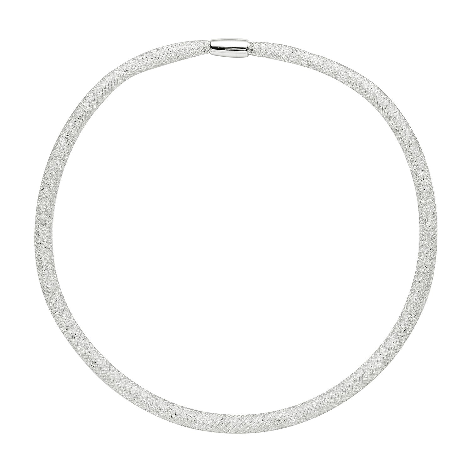 Weiße Kristall-Halskette, ca. 50 cm, silberfarben