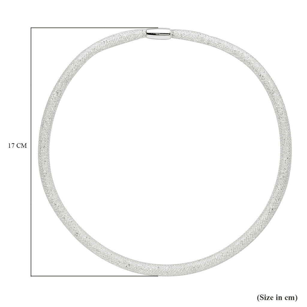 Weiße Kristall-Halskette, ca. 50 cm, silberfarben