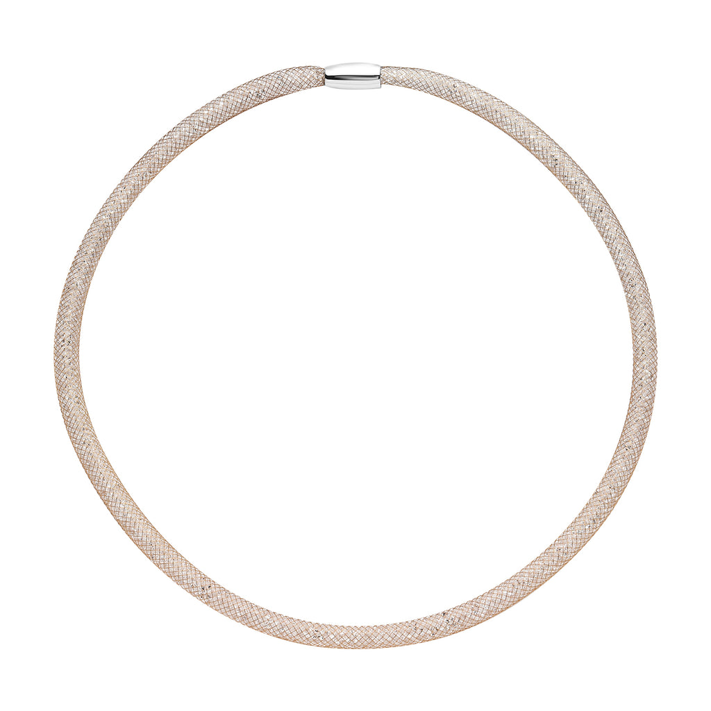 Weiße Kristall-Halskette, ca. 50 cm, goldfarben