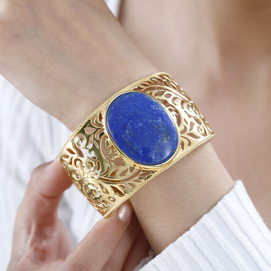 Lapislazuli Armreif ca. 18.5 cm Messing  ca. 70.00 ct