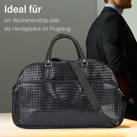 Elegante Reisetasche - PU-Außenseite, Braune Gurte, 54 x 34 x 24 cm, braun
