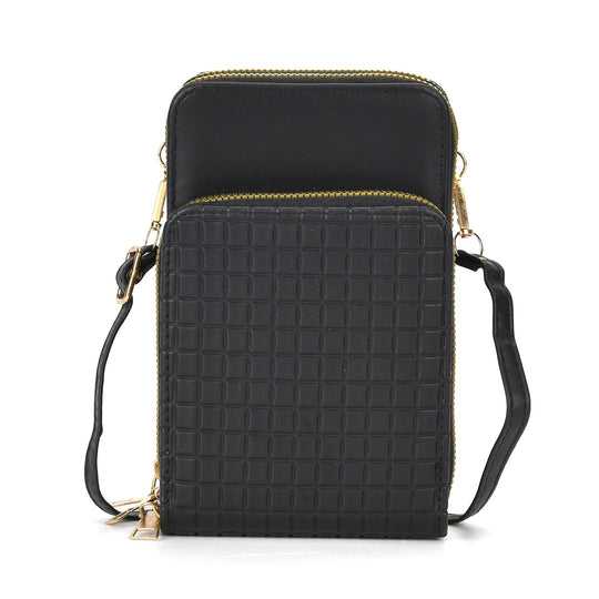Designer-Umhängetasche mit Kartenfächern und RFID-Schutz und verstellbarem Riemen, 18 x 11 x 8 cm, Beige