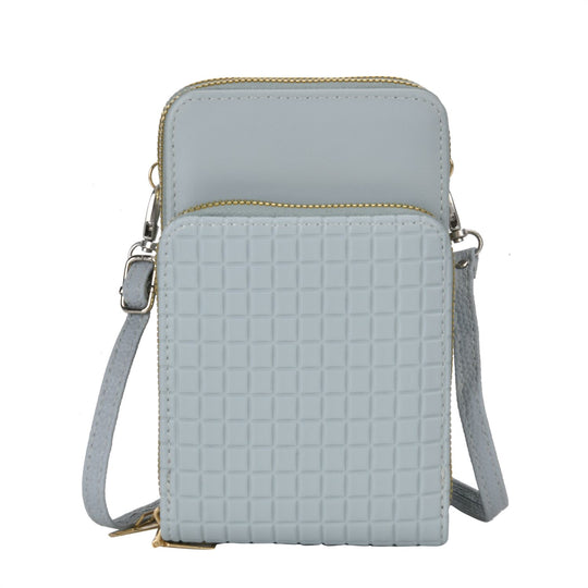 Designer-Umhängetasche mit Kartenfächern und RFID-Schutz und verstellbarem Riemen, 18 x 11 x 8 cm, Beige