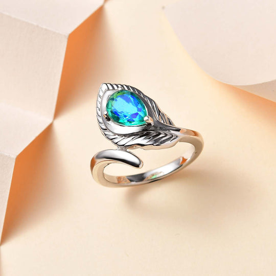 Pfau Quarz Triplette Ring 925 Silber rhodiniert ca. 1,32 ct
