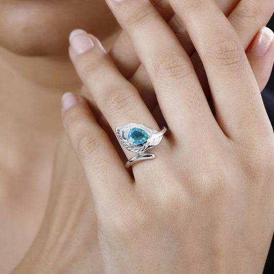 Pfau Quarz Triplette Ring 925 Silber rhodiniert ca. 1,32 ct