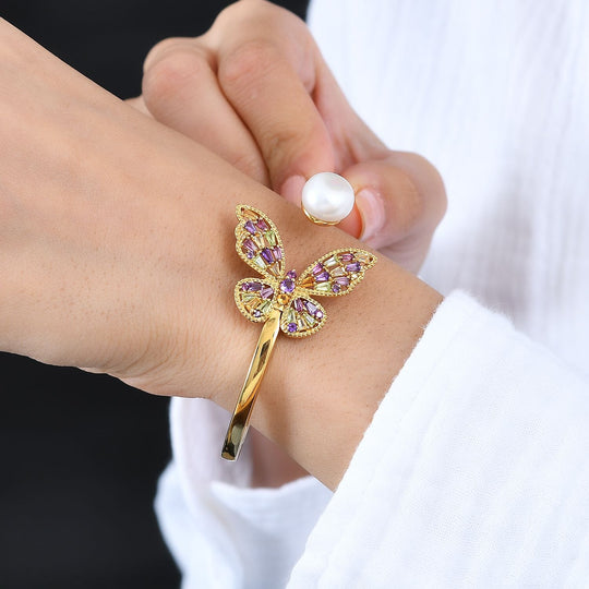 GP Kollektion - AA Afrikanischer Amethyst, Citrin Armreif ca. 18.5 cm 925 Silber 750 Gelbgold Vermeil 2.35 ct