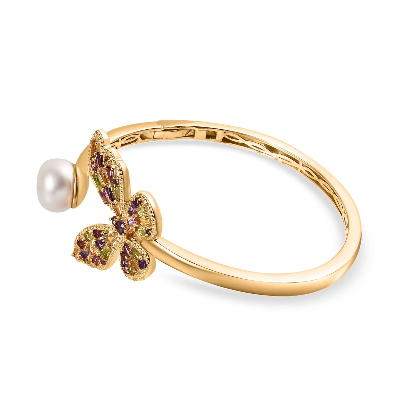 GP Kollektion - AA Afrikanischer Amethyst, Citrin Armreif ca. 18.5 cm 925 Silber 750 Gelbgold Vermeil 2.35 ct