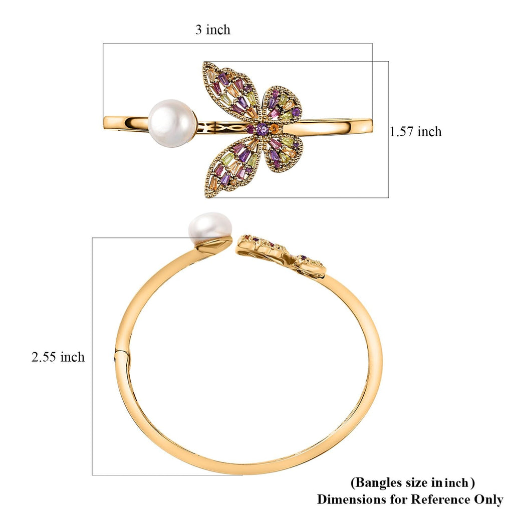 GP Kollektion - AA Afrikanischer Amethyst, Citrin Armreif ca. 18.5 cm 925 Silber 750 Gelbgold Vermeil 2.35 ct