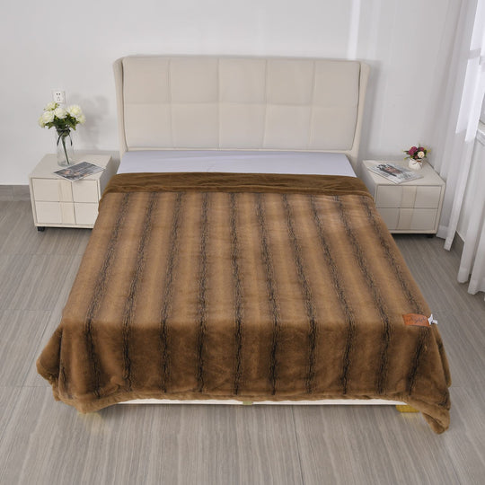 Super Soft Cationic Kuscheldecke, 200x220 cm, Grau - Flauschige Decke aus hochwertigem Premium-Polyester, 100% Mikrofaser, mit 900 GSM, braun