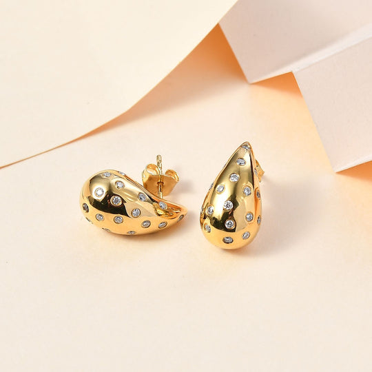 Moissanit Ohrringe 925 Silber 750 Gelbgold Vermeil ca. 0.96 ct