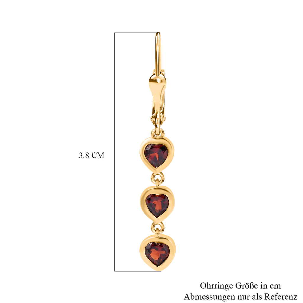 AA Mosambik Granat Ohrringe 925 Silber 750 Gelbgold Vermeil ca. 1.88 ct