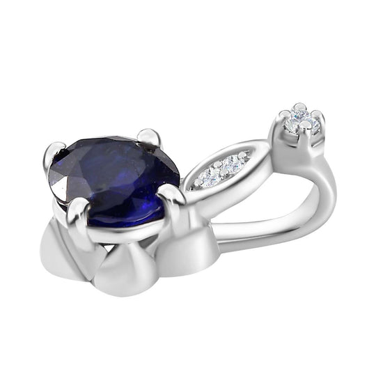 Masoala Saphir (Fissure gefüllt), Weißer Zirkon Anhänger 925 Silber rhodiniert ca. 1,38 ct.