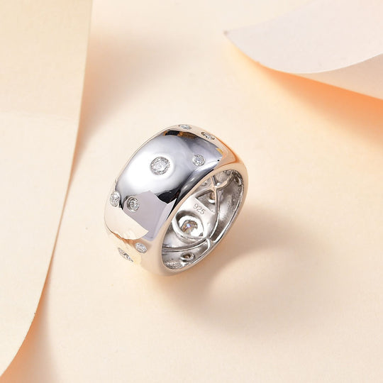 Moissanit Ring 925 Silber rhodiniert (Größe 17.00)
