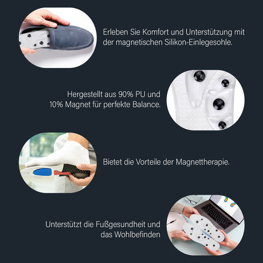 Magnetische Silikon Einlegesohlen, Akupressur-Therapie, Größe 35 bis 39, Transparent