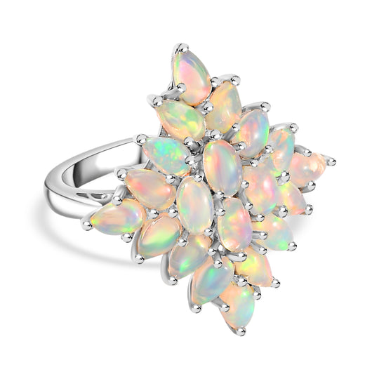 AA Natürlicher, äthiopischer Welo Opal Ring, 925 Silber rhodiniert (Größe 20.00) ca. 2.98 ct
