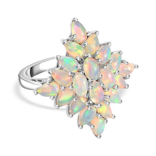 AA Natürlicher, äthiopischer Welo Opal Ring, 925 Silber rhodiniert (Größe 20.00) ca. 2.98 ct