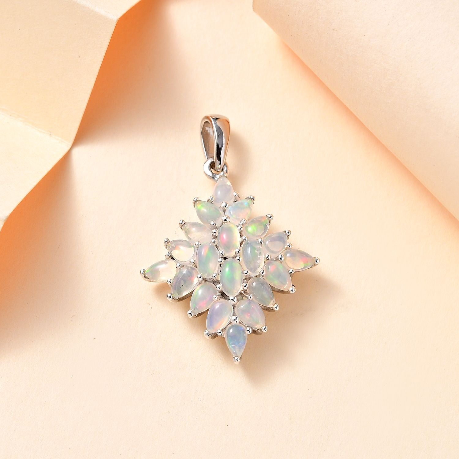 AA Natürlicher, äthiopischer Welo Opal Anhänger 925 Silber rhodiniert ca. 2,98 ct.