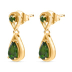 Natürlicher Chromdiopsid Ohrringe 925 Silber 750 Gelbgold Vermeil ca. 2.04 ct