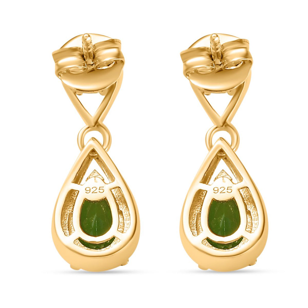Natürlicher Chromdiopsid Ohrringe 925 Silber 750 Gelbgold Vermeil ca. 2.04 ct