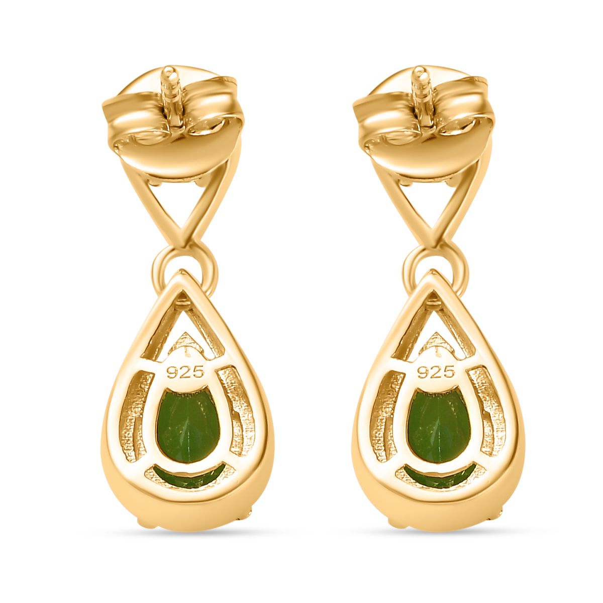 Natürlicher Chromdiopsid Ohrringe 925 Silber 750 Gelbgold Vermeil ca. 2.04 ct