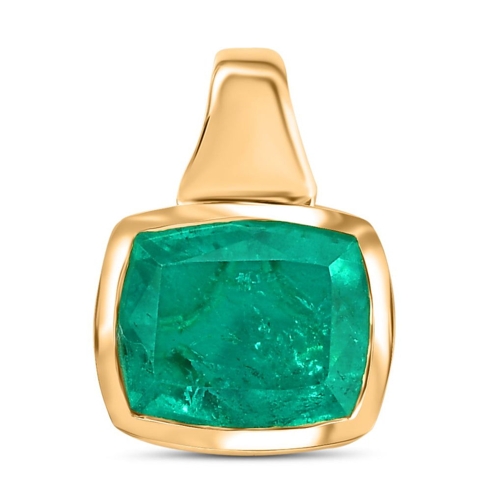 Smaragd-Quarz Triplette Anhänger 925 Silber 750 Gelbgold Vermeil ca. 6.03 ct