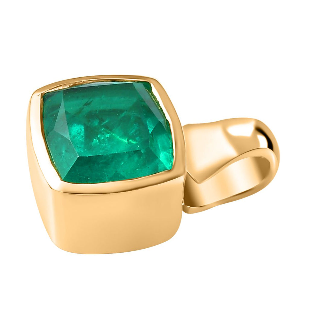Smaragd-Quarz Triplette Anhänger 925 Silber 750 Gelbgold Vermeil ca. 6.03 ct