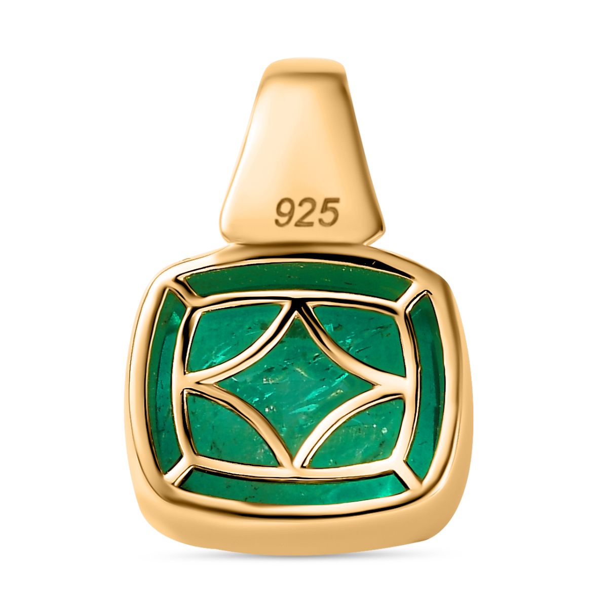 Smaragd-Quarz Triplette Anhänger 925 Silber 750 Gelbgold Vermeil ca. 6.03 ct