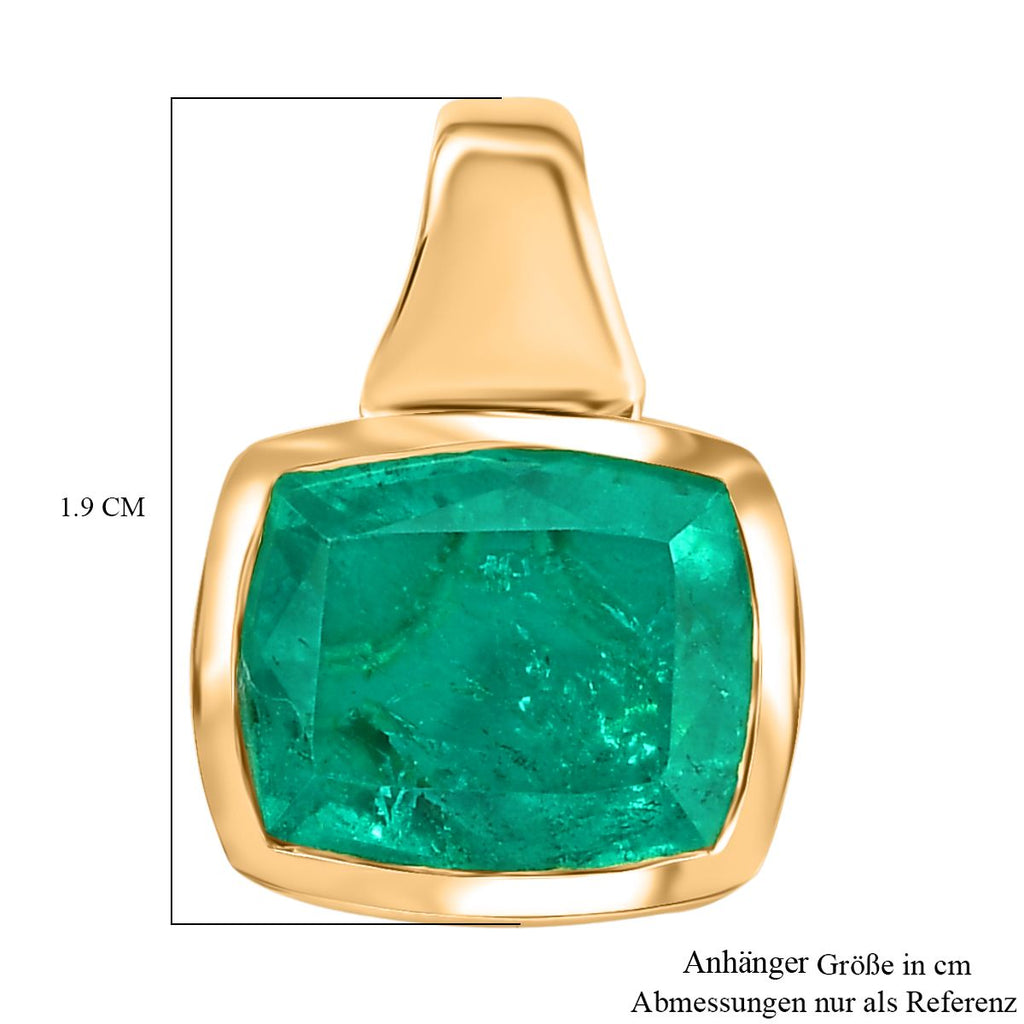 Smaragd-Quarz Triplette Anhänger 925 Silber 750 Gelbgold Vermeil ca. 6.03 ct