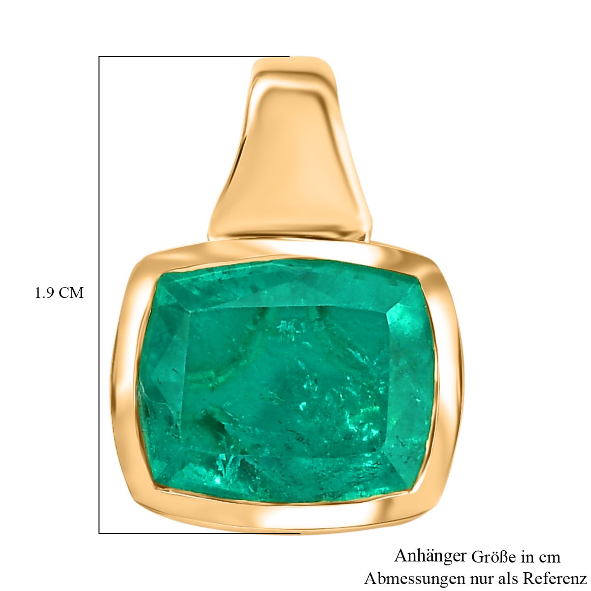 Smaragd-Quarz Triplette Anhänger 925 Silber 750 Gelbgold Vermeil ca. 6.03 ct
