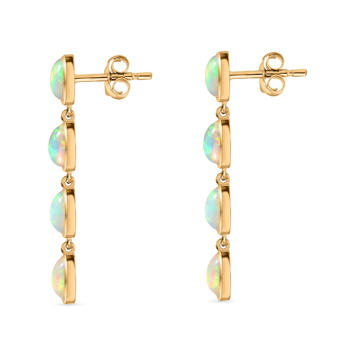 AA Natürlicher, äthiopischer Welo Opal Ohrringe 925 Silber 750 Gelbgold Vermeil ca. 2,03 ct.