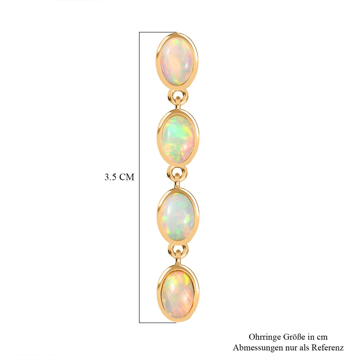 AA Natürlicher, äthiopischer Welo Opal Ohrringe 925 Silber 750 Gelbgold Vermeil ca. 2,03 ct.