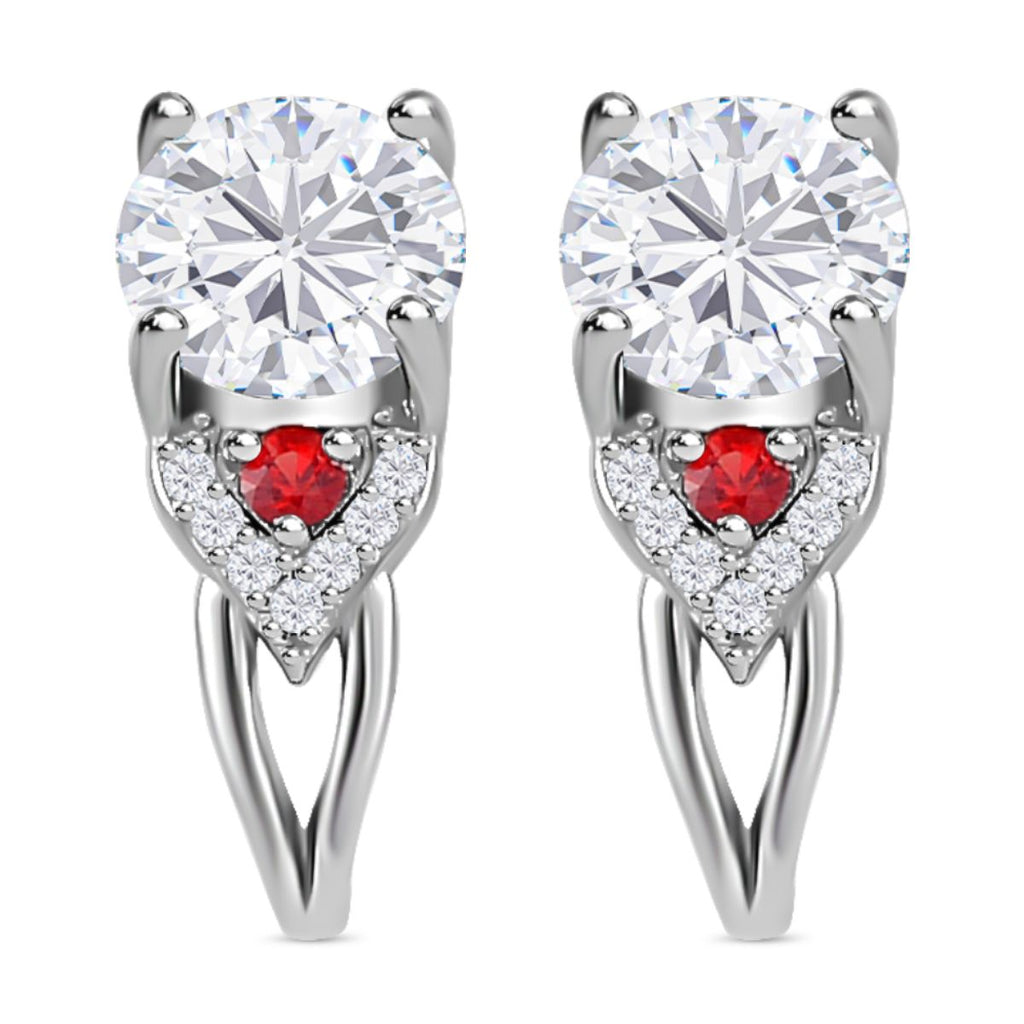 Moissanit, Roter Saphir Ohrringe 925 Silber rhodiniert ca. 2.54 ct