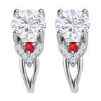 Moissanit, Roter Saphir Ohrringe 925 Silber rhodiniert ca. 2.54 ct