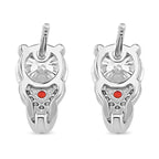 Moissanit, Roter Saphir Ohrringe 925 Silber rhodiniert ca. 2.54 ct
