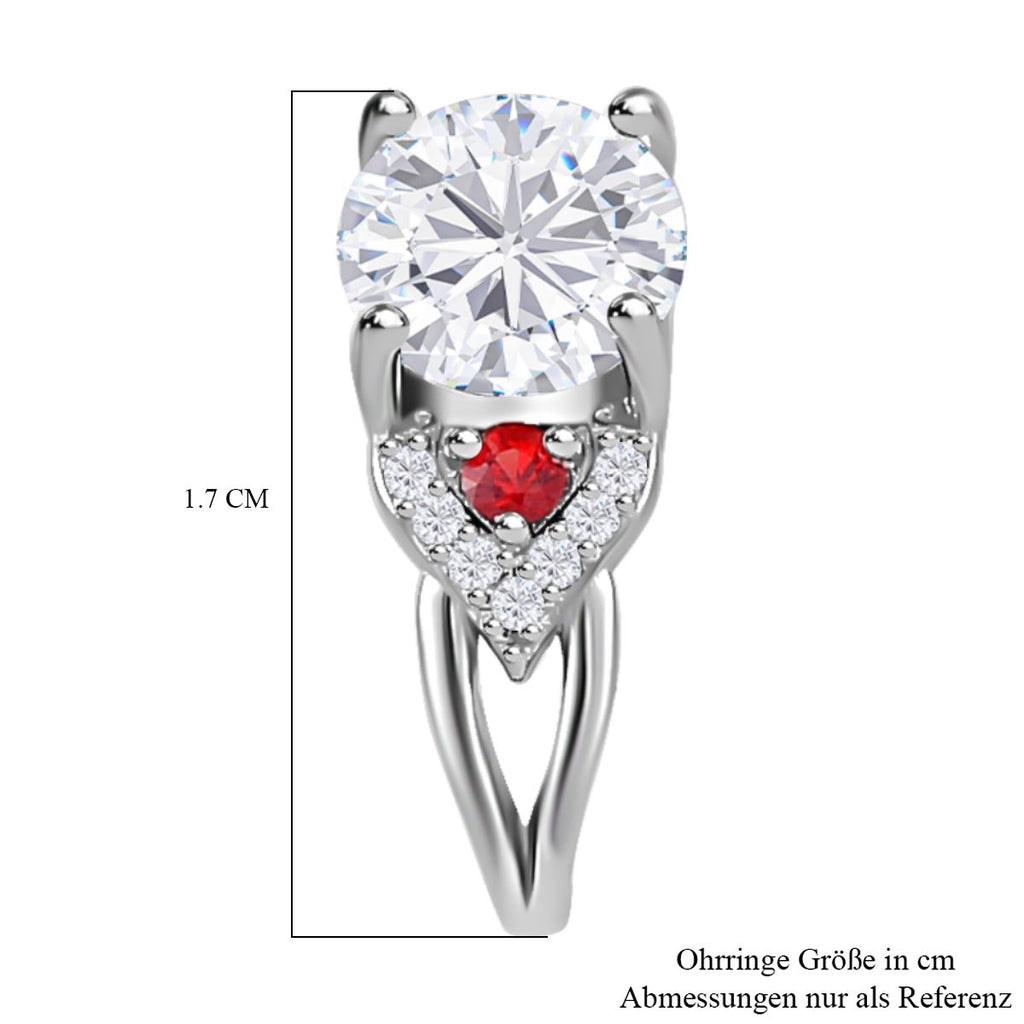 Moissanit, Roter Saphir Ohrringe 925 Silber rhodiniert ca. 2.54 ct