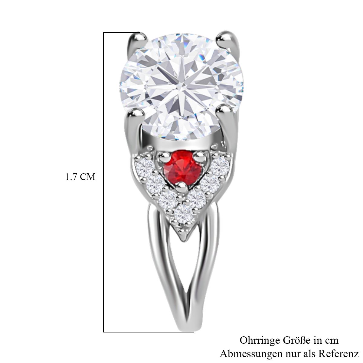 Moissanit, Roter Saphir Ohrringe 925 Silber rhodiniert ca. 2.54 ct