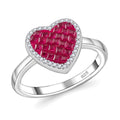 JCK Vegas Designer Schmuck Rubin-Farbener Zirkonia, Weißer Zirkonia Ring 925 Silber rhodiniert (Größe 16.00)