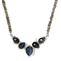 AAA Labradorit Halskette ca. 45 cm 925 Silber platiniert ca. 92.02 ct